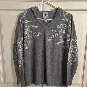 Rain & Rose Hooded Sweater With Embroidery